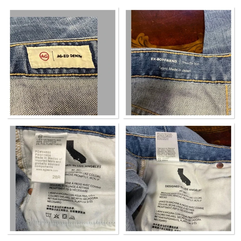 AG Adriano Goldschmied Ex Boyfriend Slouchy Slim Distressed Ankle Jeans Size 28R